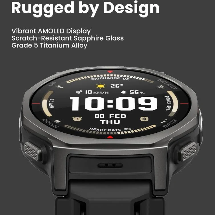 AMAZFIT T-REX 3 PRO 48MM SMART WATCH TACTICAL BLACK A2444 thumbnail 6