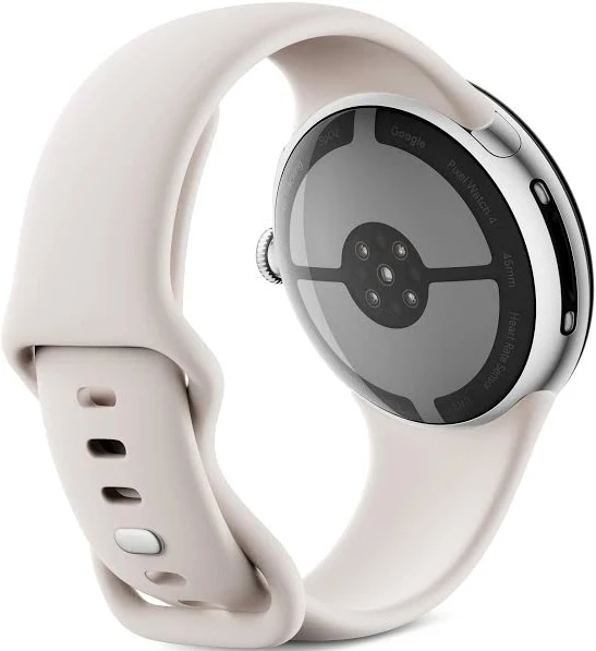 GOOGLE PIXEL WATCH 4 45MM WIFI WITH PORCELAIN ACTIVE BAND POLISHED SILVER ALUMINUM CASE thumbnail 3