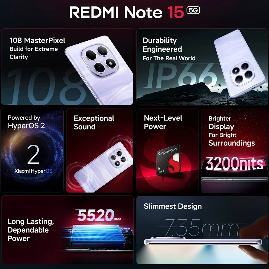 MI REDMI NOTE 15 8GB RAM 256GB ROM PURPLE thumbnail 12