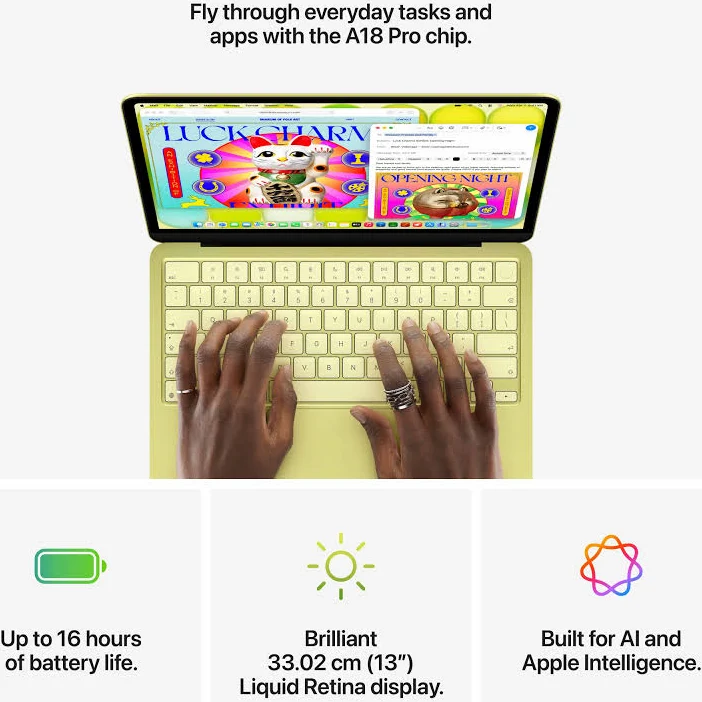 APPLE MACBOOK NEO 13-INCH A18 PRO CHIP 6 CORE CPU 5 CORE GPU 8GB 512GB TOUCH ID ENGLISH CITRUS MHFE4 thumbnail 7