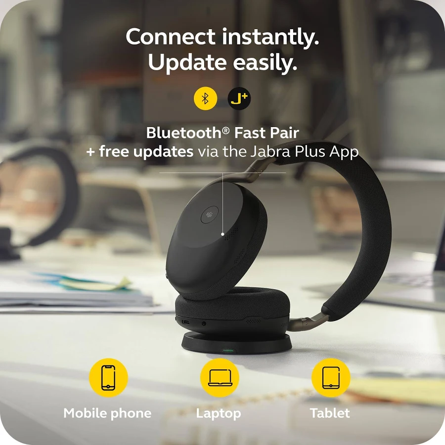 JABRA EVOLVE 3 75 MS WIRELESS HEADSET LINK390A BLACK-37599-999-999 thumbnail 5