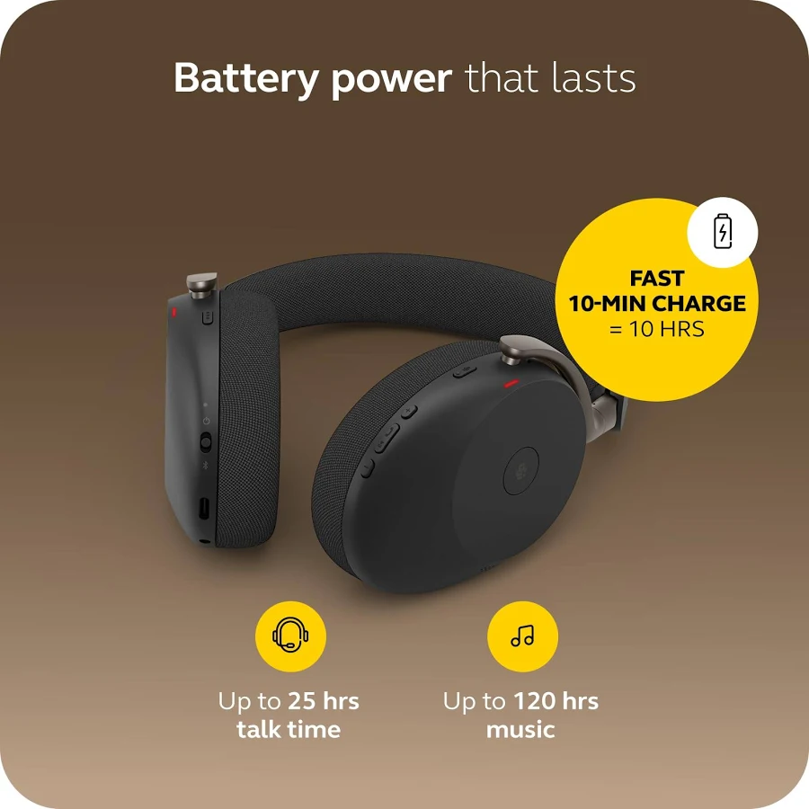 JABRA EVOLVE 3 85 MS WIRELESS BLUETOOTH HEADSET LINK390A BLACK-38599-999-999 thumbnail 2