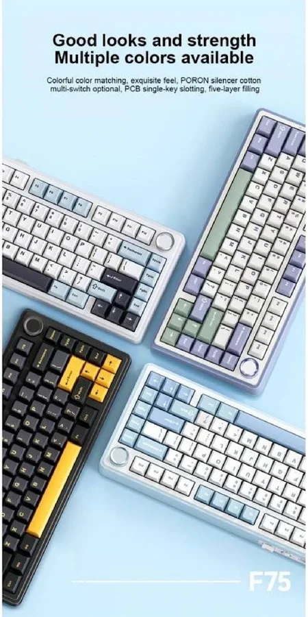 AULA 75 KEYS RGB 75% MECHANICAL GAMING K/B TRI-MODE KNOB REAPER S/W GRADIENT GRAY CONTOUR F75 MAX thumbnail 4