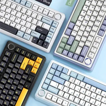 AULA 75 KEYS RGB 75% MECHANICAL GAMING KEYBOARD TRI-MODE KNOB ICE VEIN SWITCH LTPRP-BG-LTGRN F75 thumbnail 2