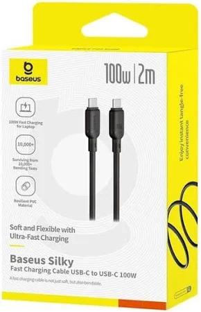 BASEUS SILKY USB TO TYPE C 100W CABLE 2M CLUSTER BLACK thumbnail 7