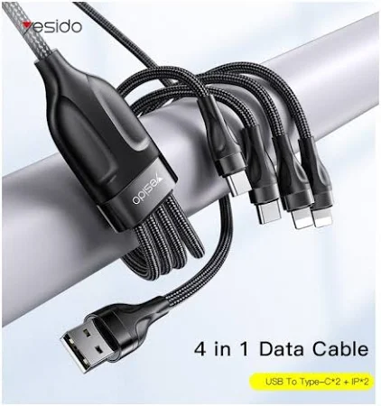 YESIDO 4 IN 1 CABLE 2M BLACK CA200 thumbnail 5