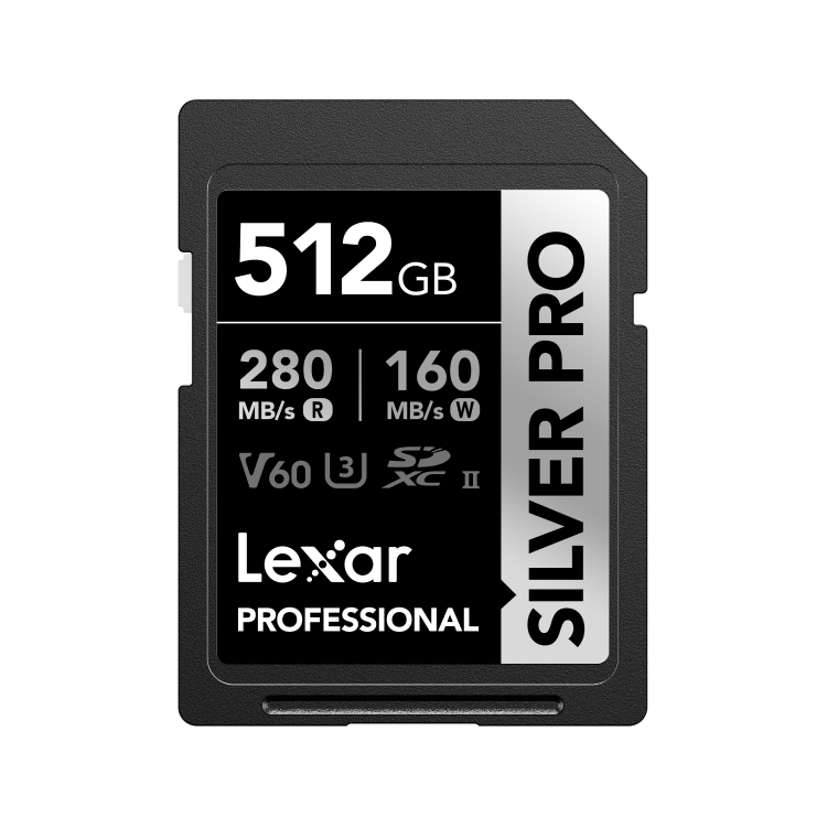 LEXAR PROFESSIONAL SILVER PRO SDXC UHS-II CARDS 280MBPS-512GB LSDSIPR512G-BNNNG