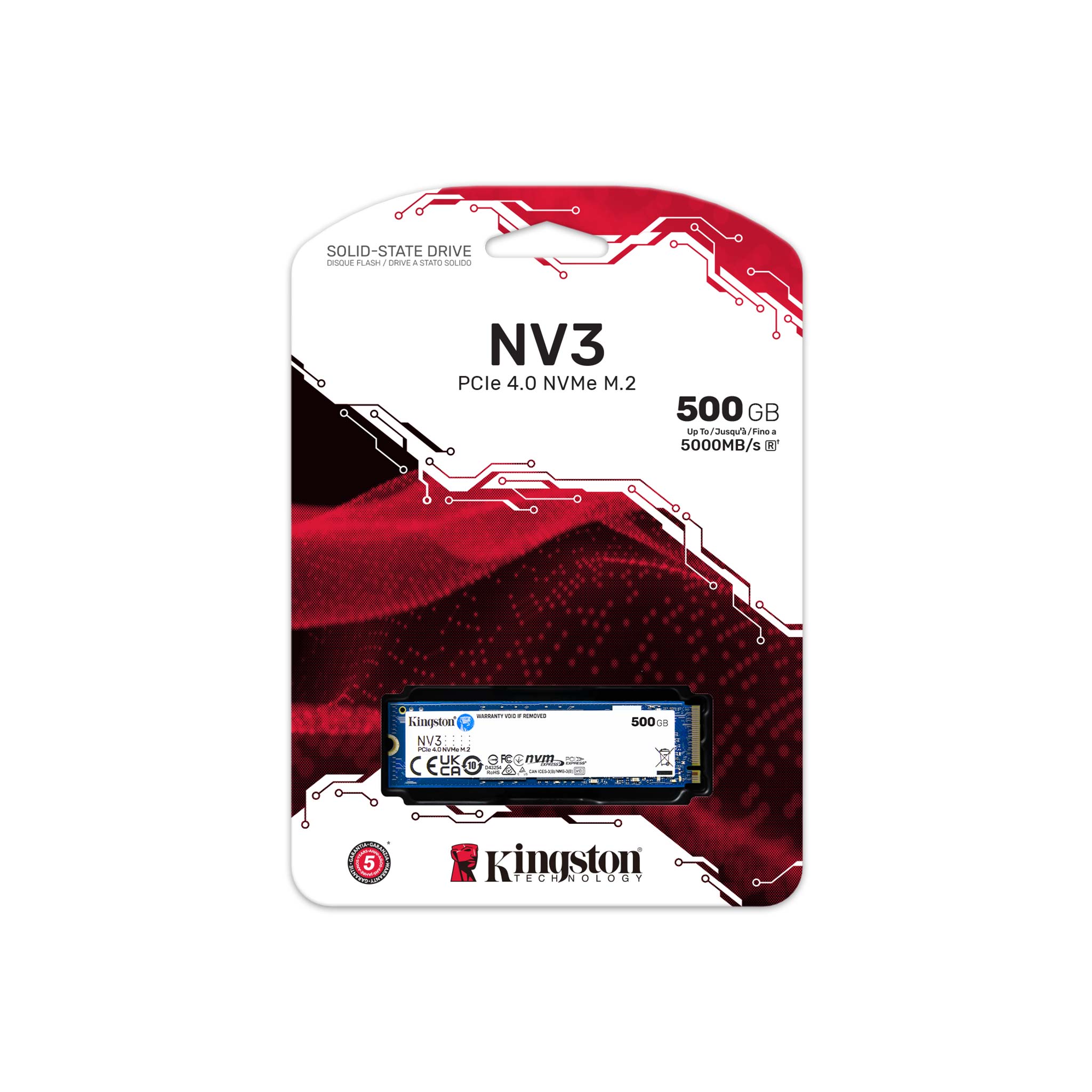KINGSTON 500GB NV3 NVME M.2 PCIE 4.0 X 4 SSD SNV3S/500G thumbnail 2