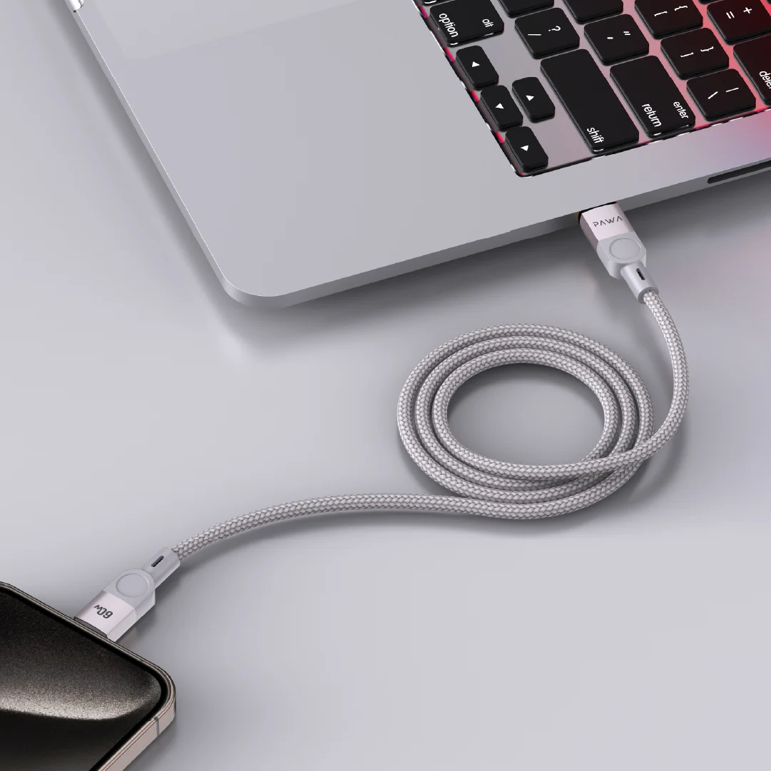 PAWA LEVIN MAGNETIC BRAIDED USB C TO USB C 60W CABLE 1M GREY TITANIUM PW-12BDM251-GYTT thumbnail 2