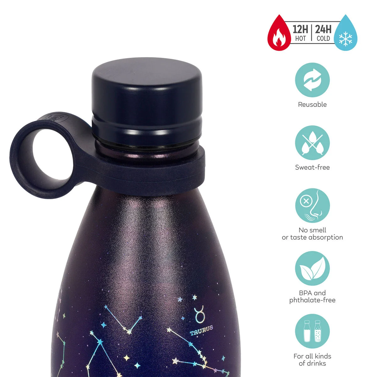 LEGAMI HOT AND COLD VACCUM BOTTLES STARS BELONG TO DREAMERS 800ML PURPLE thumbnail 2