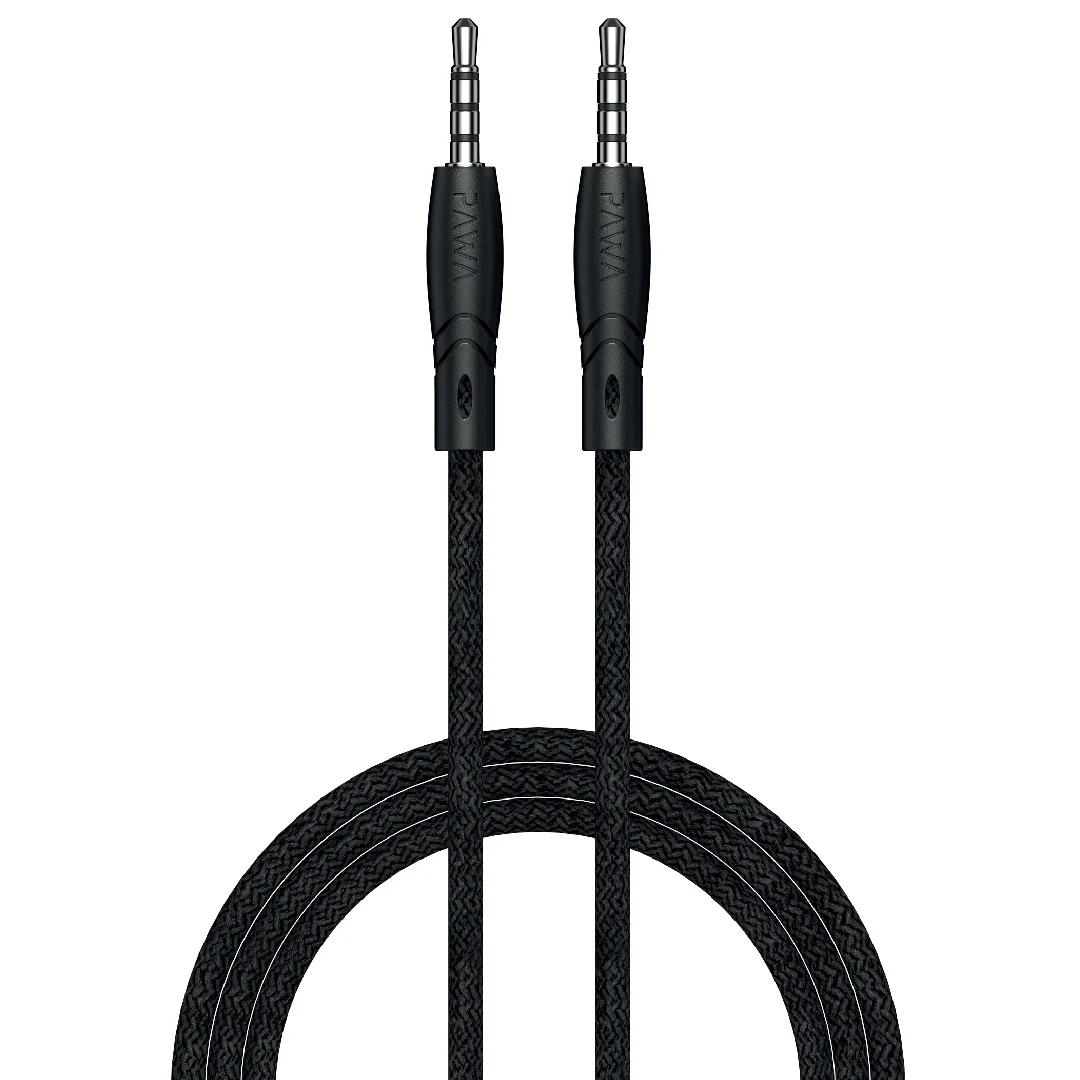 PAWA NYLON BRAIDED 3.5MM TO 3.5MM AUDIO 1.2M CABLE BLACK PW-12BDAUX-BK
