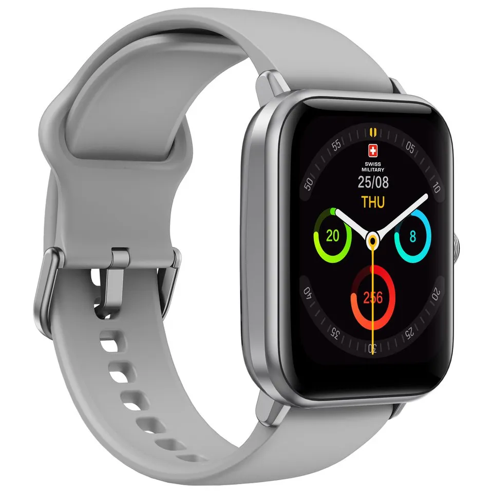 SWISS MILITARY ALPS 4 SILVER WATCH WITH GRAY SILICONE STRAP SM-WCH-ALPS4-BLKF-GRYSS thumbnail 3