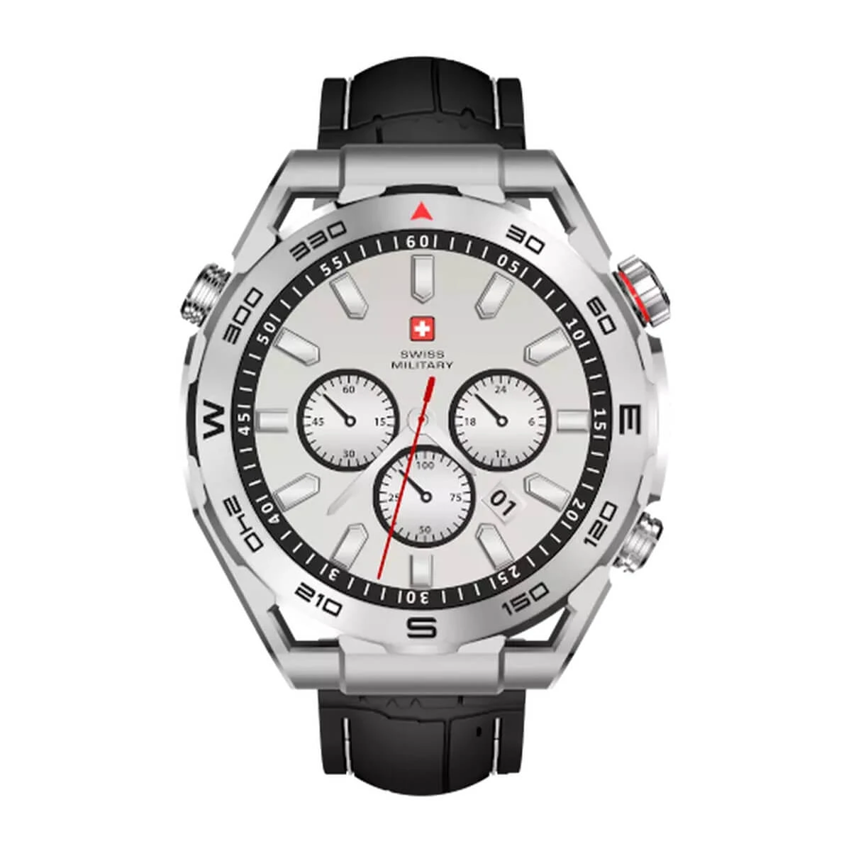 SWISS MILITARY DOM 3 WATCH WITH SILICONE STRAP BLACK SM-W-DOM3-SIF-BLKSIST-2PRESTP thumbnail 2