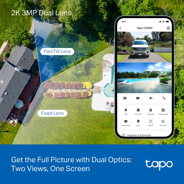 TPLINK TAPO INDOOR /OUTDOOR DUAL LENS PAN TILT SECURITY CAMERA TAPO C246D thumbnail 4