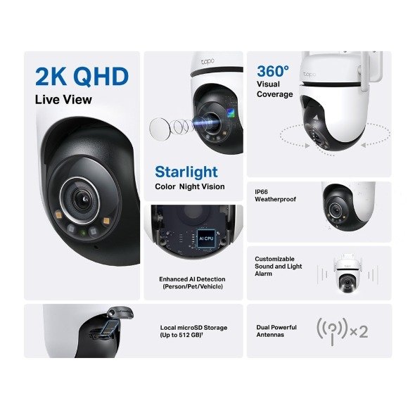 TP-Link Outdoor Pan Tilt Home Security WiFi Camera - Tapo C520WS thumbnail 2