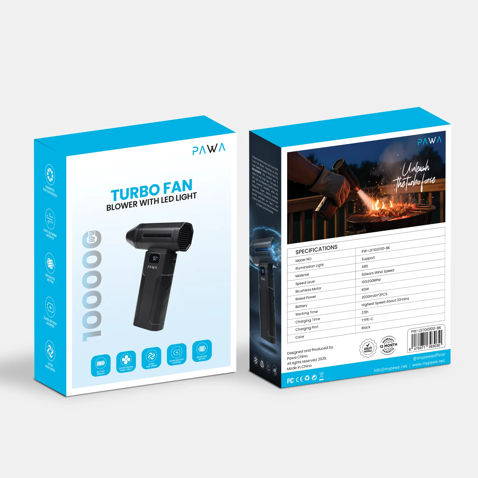 PAWA TURBO FAN BLOWER WITH LED LIGHT BLACK PW-LSTGG100-BK thumbnail 4