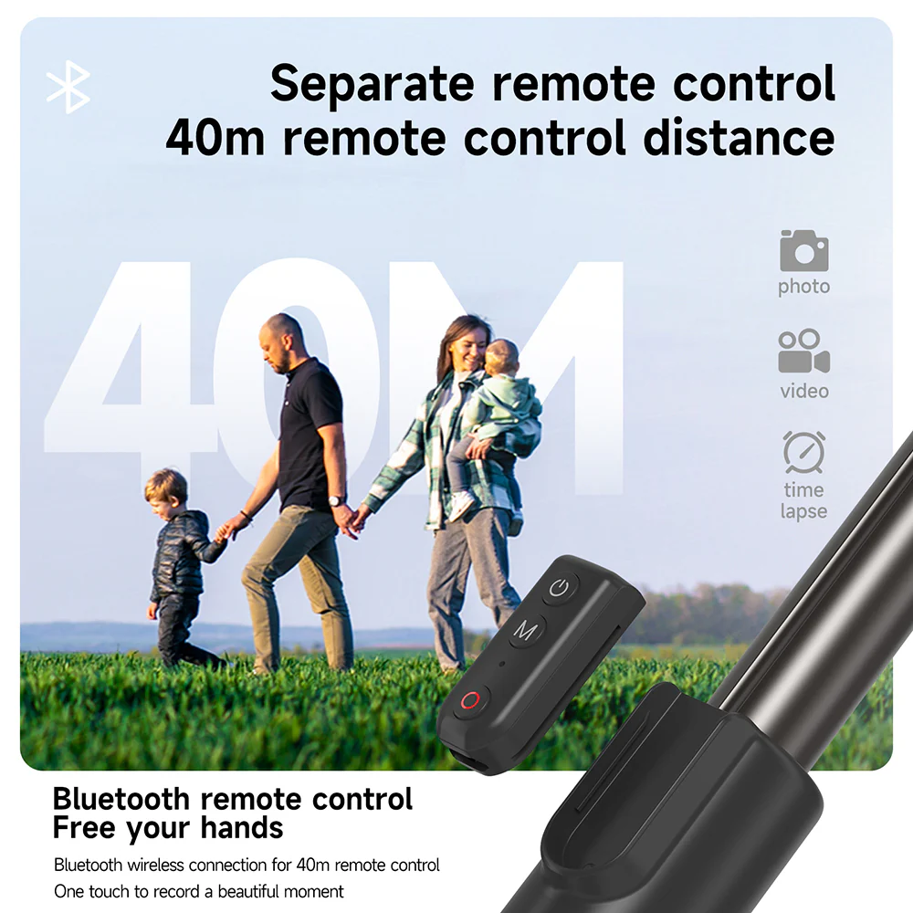 TELESIN 1.3M SELFIE STICK TRIPOD WITH REMOTE CONTROL TE-RCSS-003 thumbnail 9