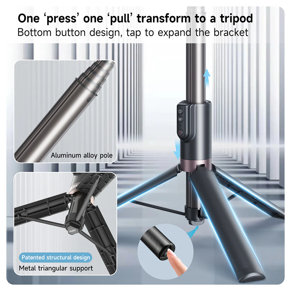TELESIN 1.3M SELFIE STICK TRIPOD WITH REMOTE CONTROL TE-RCSS-003 thumbnail 13