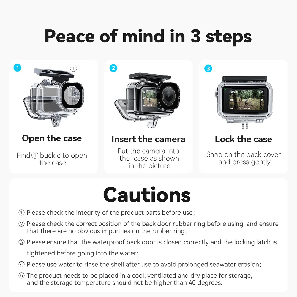 TELESIN ACTION 5 PRO WATERPROOF CASE OA-WTP-003 thumbnail 7