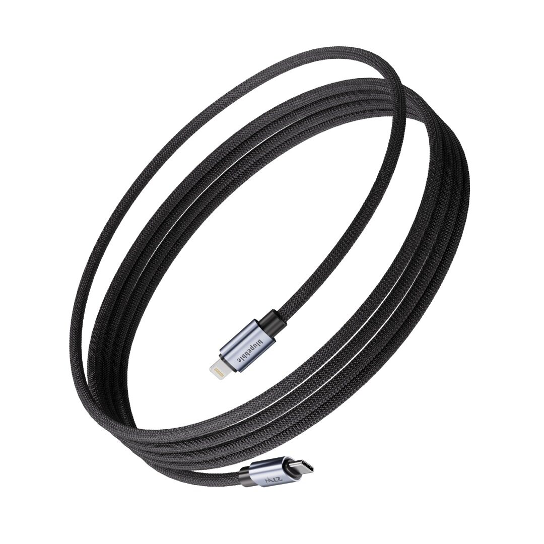 BLUPEBBLE POWERFLOW 27W USB-C TO LIGHTNING BRAIDED CABLE 1.2M BLACK BP-PFUSBCL1.2BR27W-BK