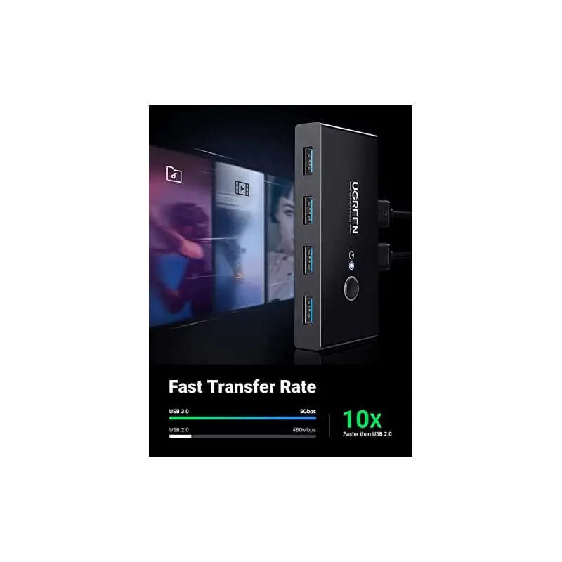 UGREEN 2 IN 4 OUT USB 3.0 SHARING SWITCH BOX US216 30768 thumbnail 2