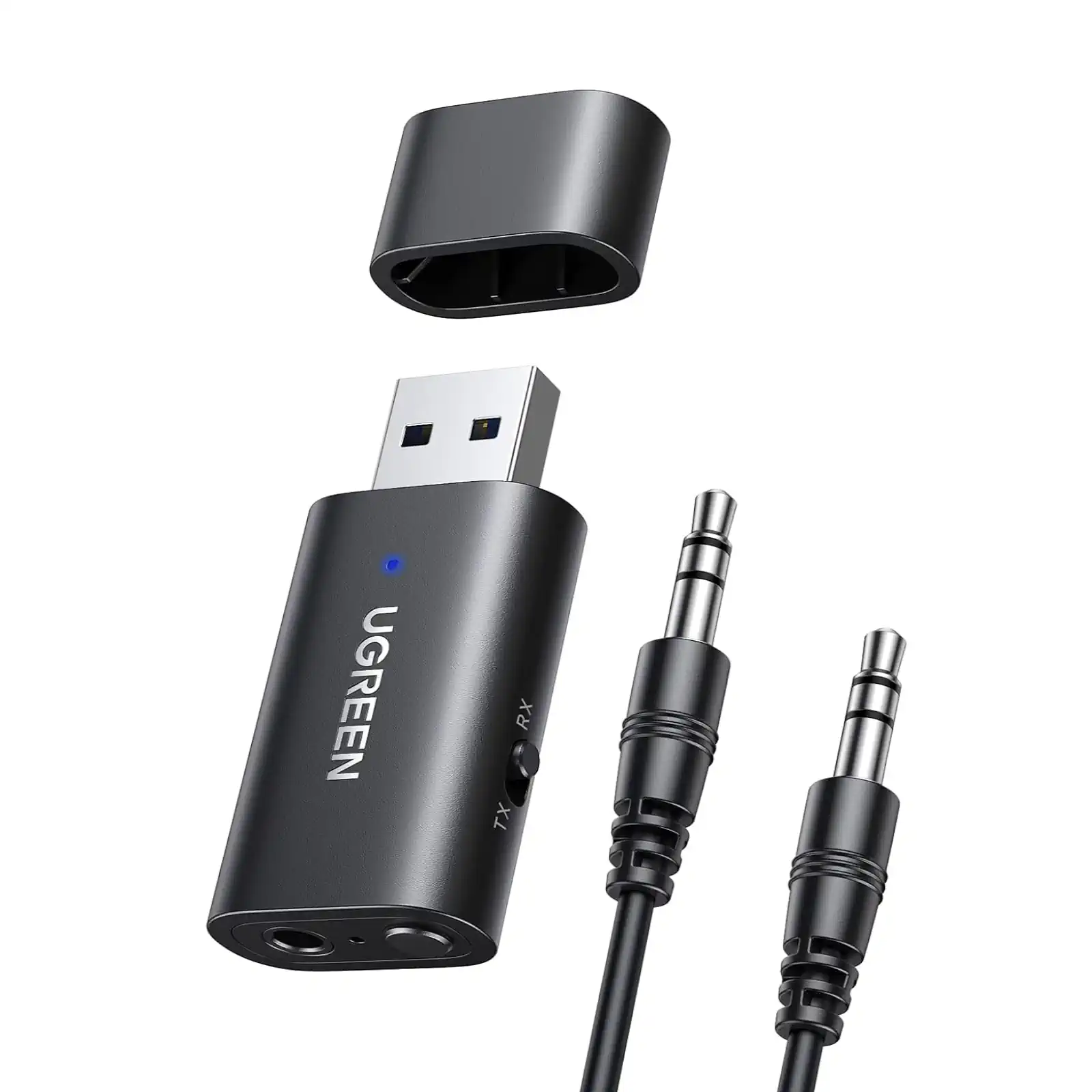 UGREEN USB 2.0 TO 3.5MM BLUETOOTH TRANSMITTER/RECEIVER ADAPTER WITH AUDIO CABLE 60300