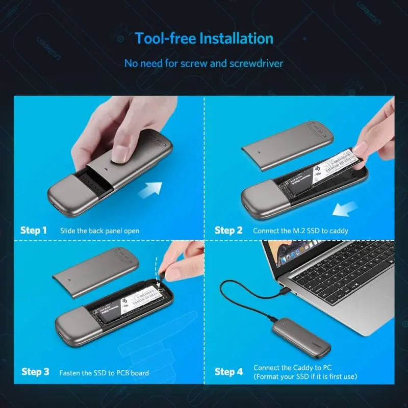 UGREEN M.2 PORTABLE SSD ENCLOSURE 6GB 60355 thumbnail 4