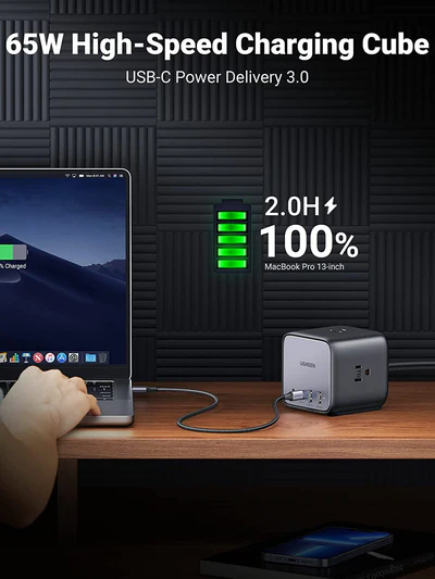 UGREEN GAN TECH 7 IN 1 65W DIGINEST CUBE POWER STRIP 90906 thumbnail 4