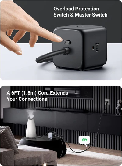 UGREEN GAN TECH 7 IN 1 65W DIGINEST CUBE POWER STRIP 90906 thumbnail 2