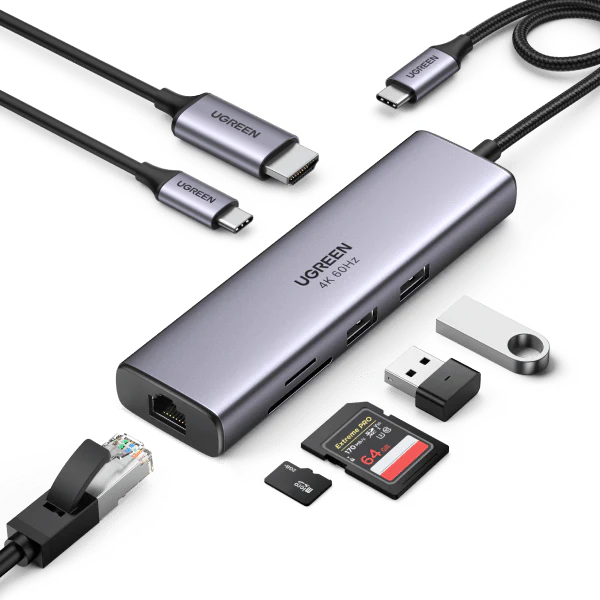 UGREEN 7 IN 1 USB-C MULTIFUNCTION ADAPTER WITH ETHERNET INTERFACE 60515