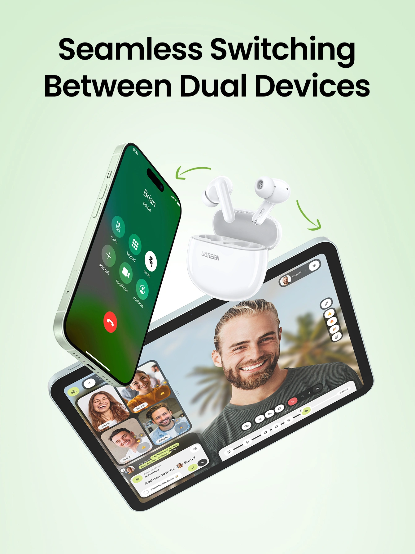 UGREEN HITUNE P3 TRUE WIRELESS EARBUDS WHITE 45110 thumbnail 4