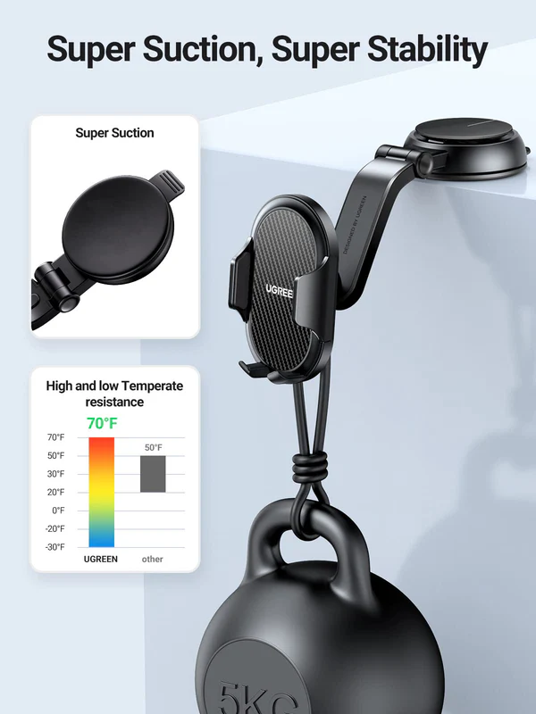 UGREEN WATERFALL-SHAPED SUCTION CUP PHONE MOUNT 20473 thumbnail 3