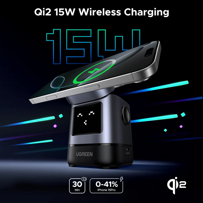 UGREEN UNO 2 IN 1 MAGNETIC WIRELESS CHARGING STATION 15W 45775 thumbnail 2