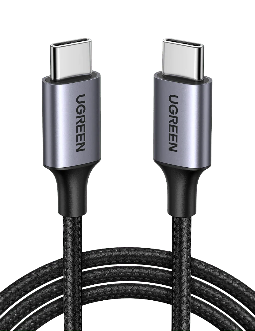 UGREEN USB-C TO USB-C ROUND CABLE 2.0 NICKEL PLATING ALUMINUM SHELL 1M GRAY BLACK 50150