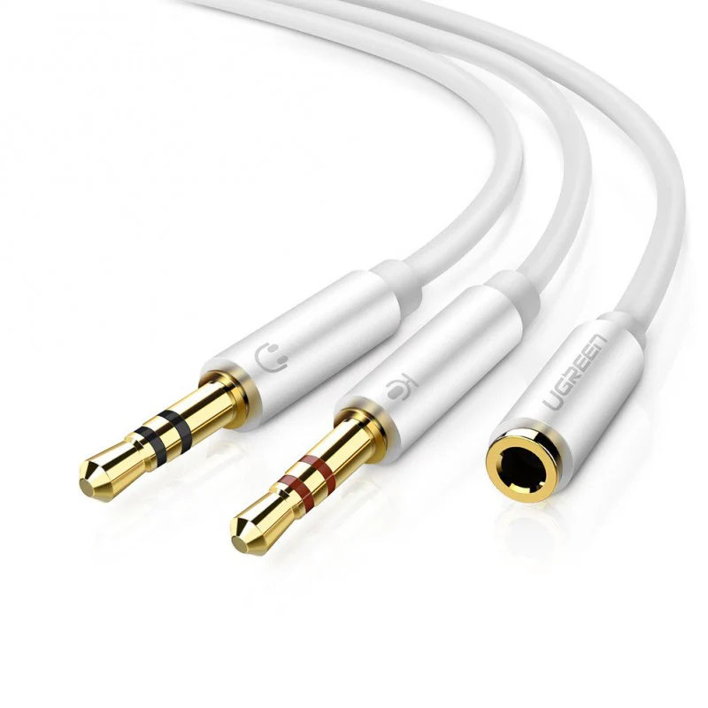 UGREEN 3.5MM FEMALE TO 2 MALE AUDIO CABLE ABS CASE WHITE 20897