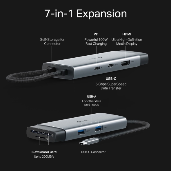 TP-LINK USB TYPE C 7 PORT HUB UH7020C thumbnail 4