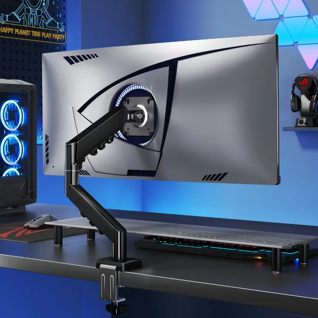 PAWA SINGLE GAS SPRING COMPUTER ARM WITH 360 DEGREE ROTATION BLACK PW-CASGSM52-BK thumbnail 2