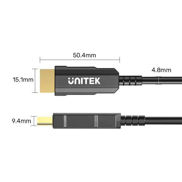 UNITEK 4K 60Hz HDMI FIBER OPTIC CABLE 15M BLACK C11072BK-15M thumbnail 2