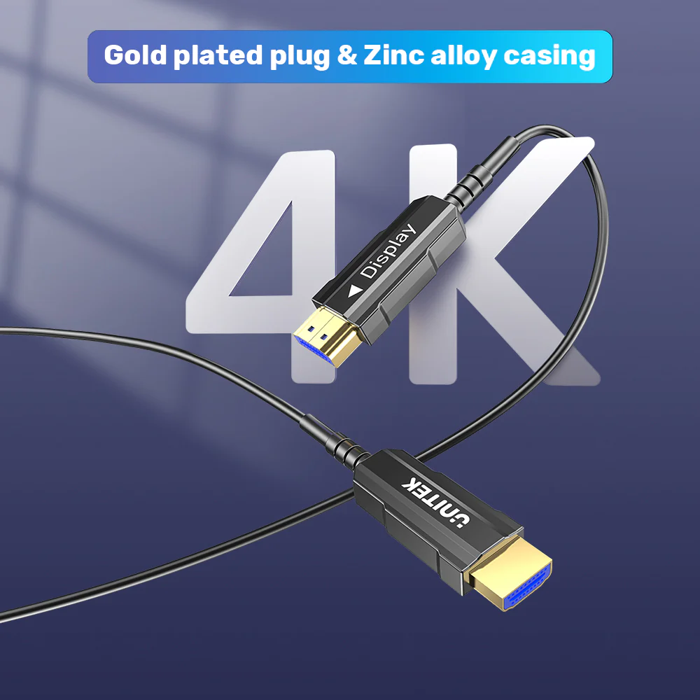 UNITEK 4K ULTRA HD 60HZ HDMI FIBER OPTIC CABLE 50M BLACK C11072BK thumbnail 5