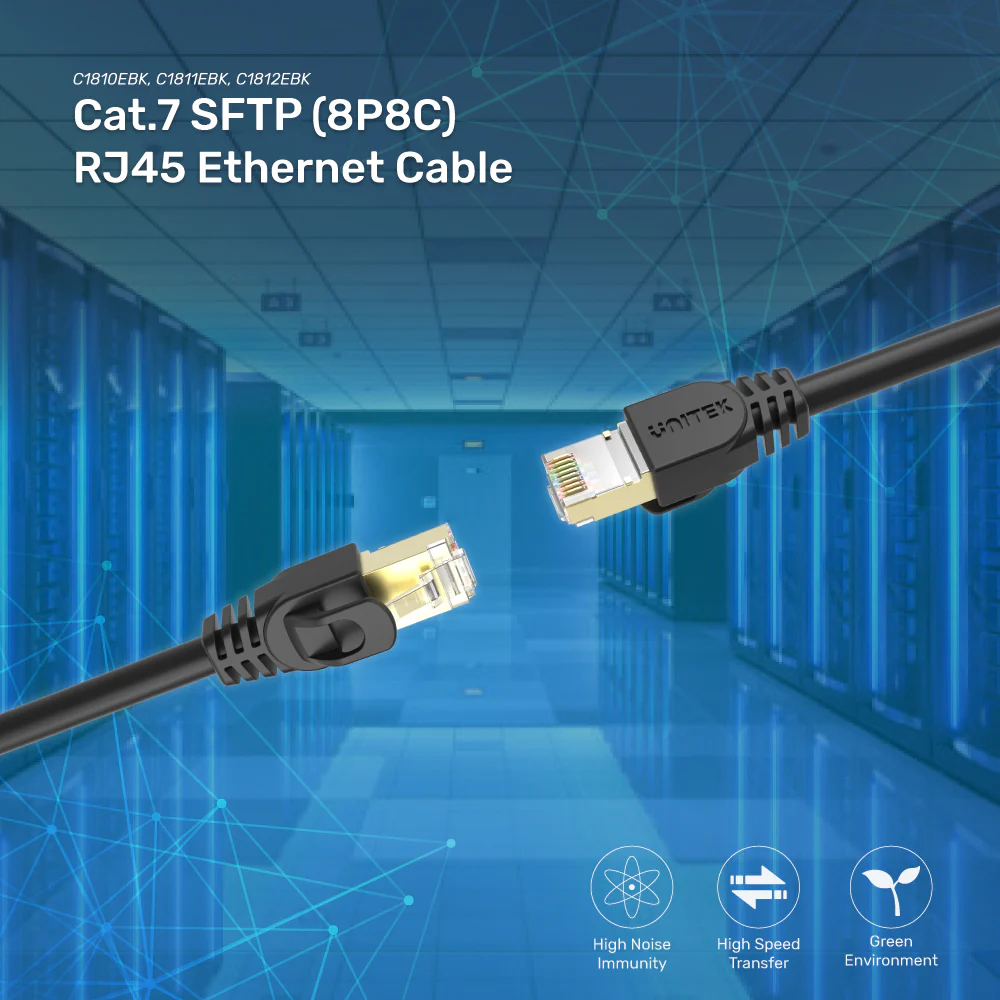 UNITEK CAT 7 ETHERNET CABLE 5M BLACK C1812EBK thumbnail 3