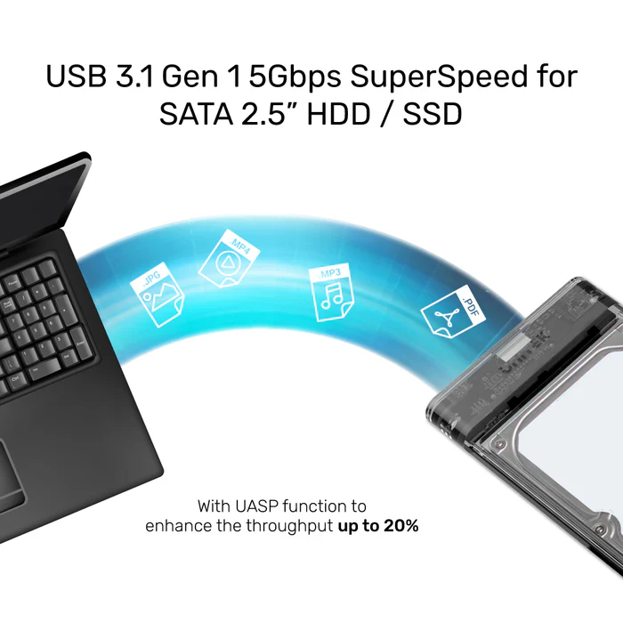 UNITEK 2.5 INCH SATA HARD DRIVE DISKGUARD LIMPID R BLACK S1103A thumbnail 9