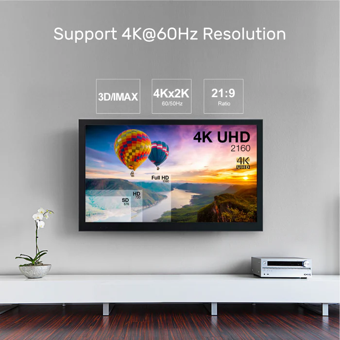 UNITEK ULTRA PRO HDMI 2.0 ACTIVE OPTICAL CABLE 20M BLACK C11072BK thumbnail 4