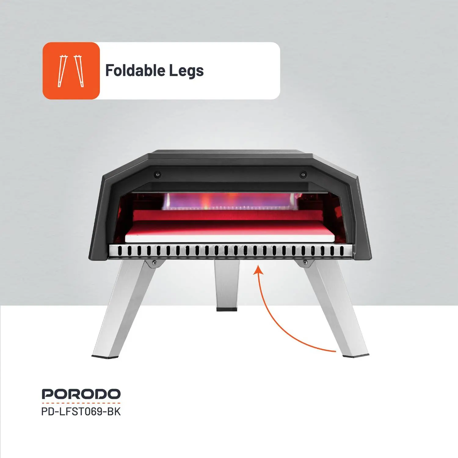 Porodo Lifestyle 12-Inch Outdoor Pizza Oven - Black ,Portable & Efficient thumbnail 12