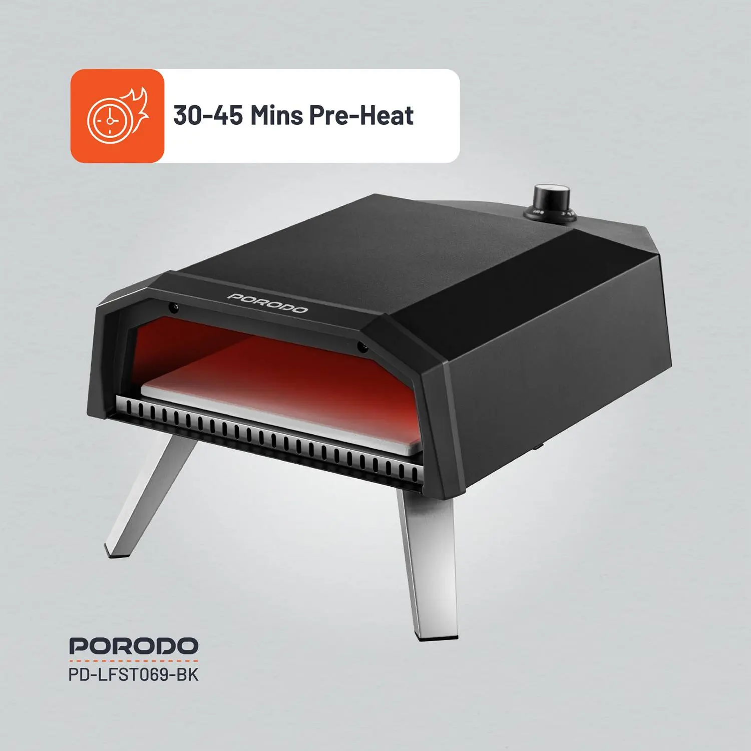 Porodo Lifestyle 12-Inch Outdoor Pizza Oven - Black ,Portable & Efficient thumbnail 11