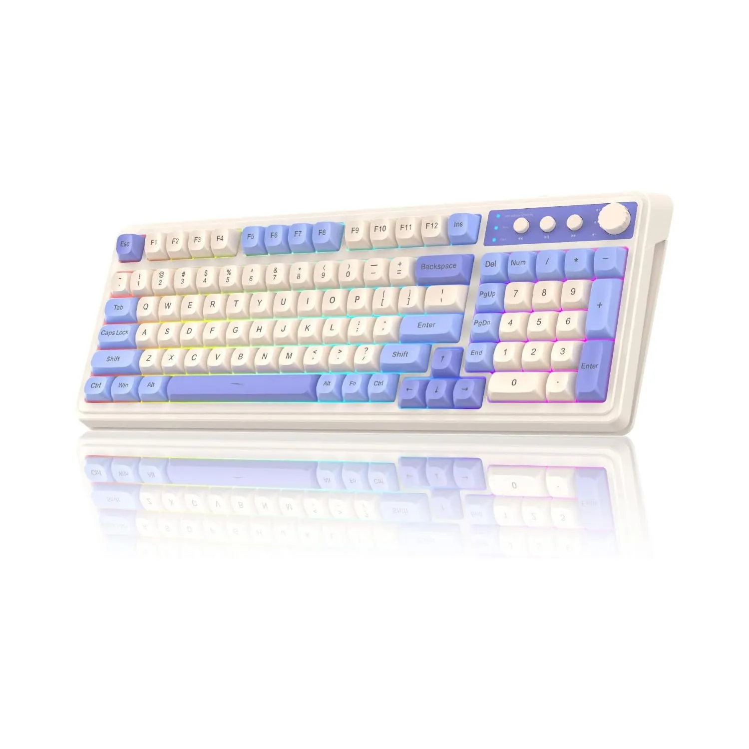 AULA 99 KEYS WIRELESS RGB GASKET 99% MECHANICAL GAMING KEYBOARD TRI-MODE S99 CREAMY TWILIGHT