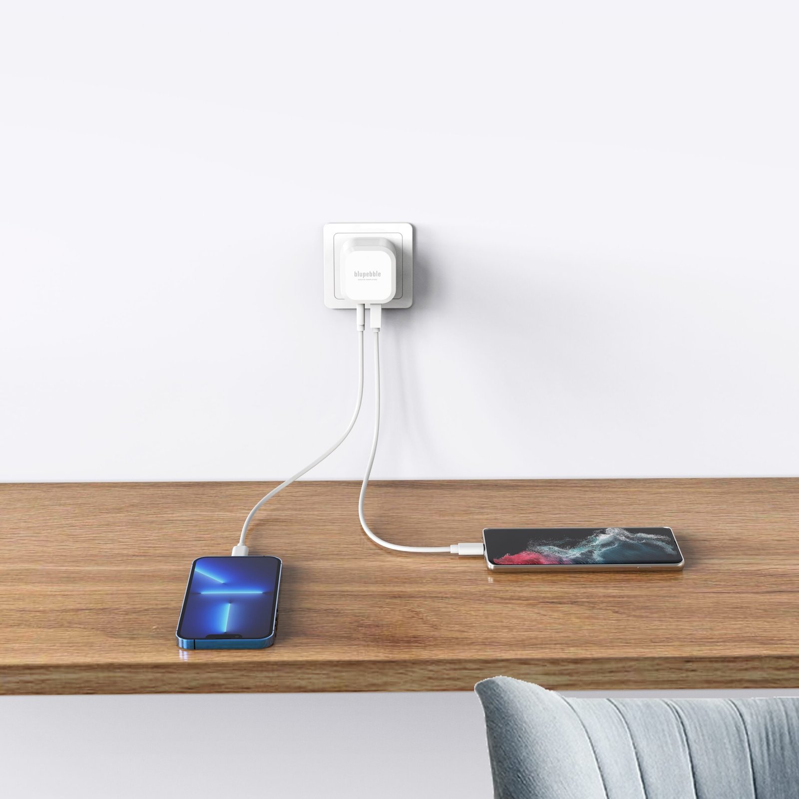 BLUPEBBLE 2 PORT PD GAN FAST CHARGER 45W WHITE BP-PD45GANUK-WH thumbnail 9