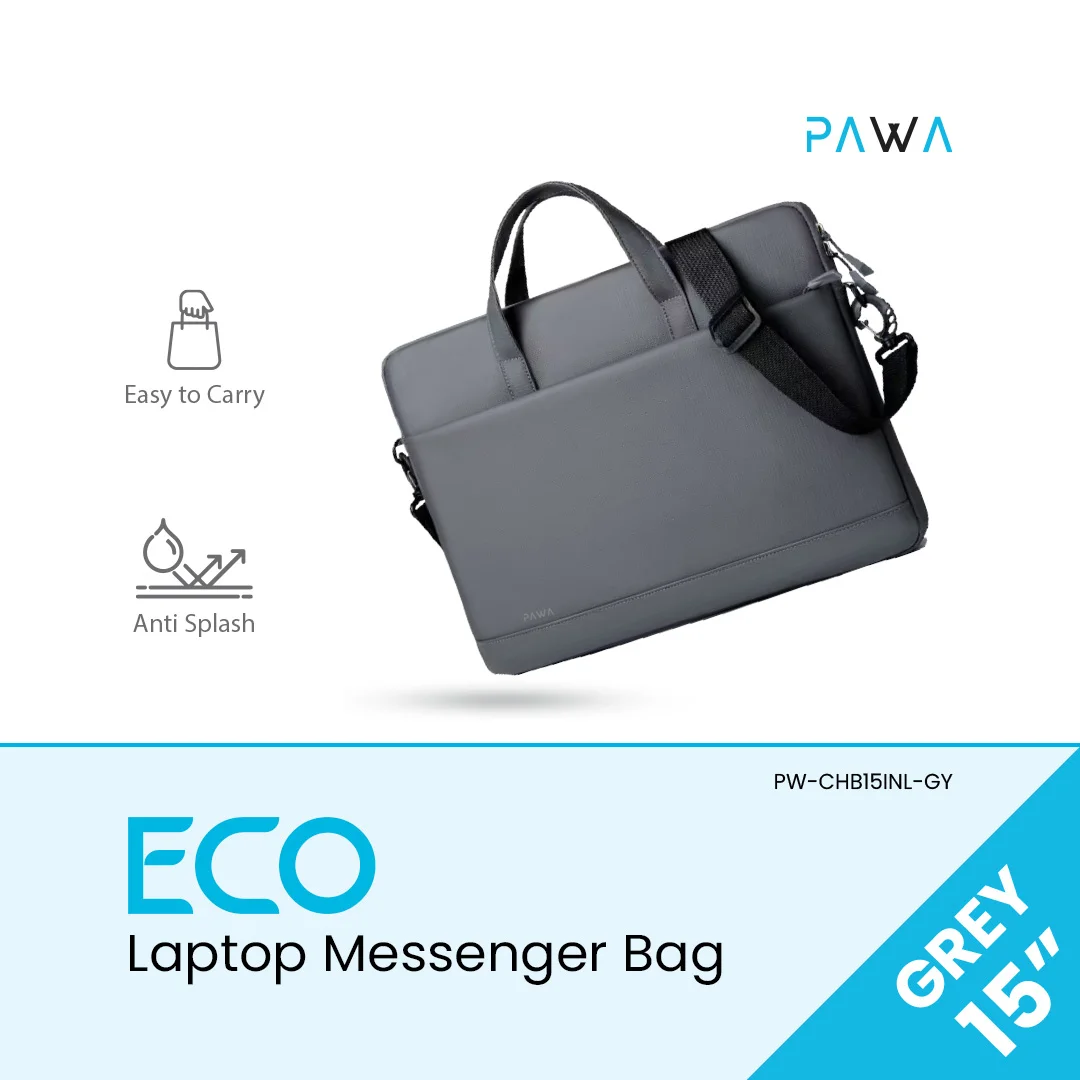 PAWA ECO LAPTOP MESSENGER BAG 15 INCH GREY PW-CHB15INL-GY thumbnail 2