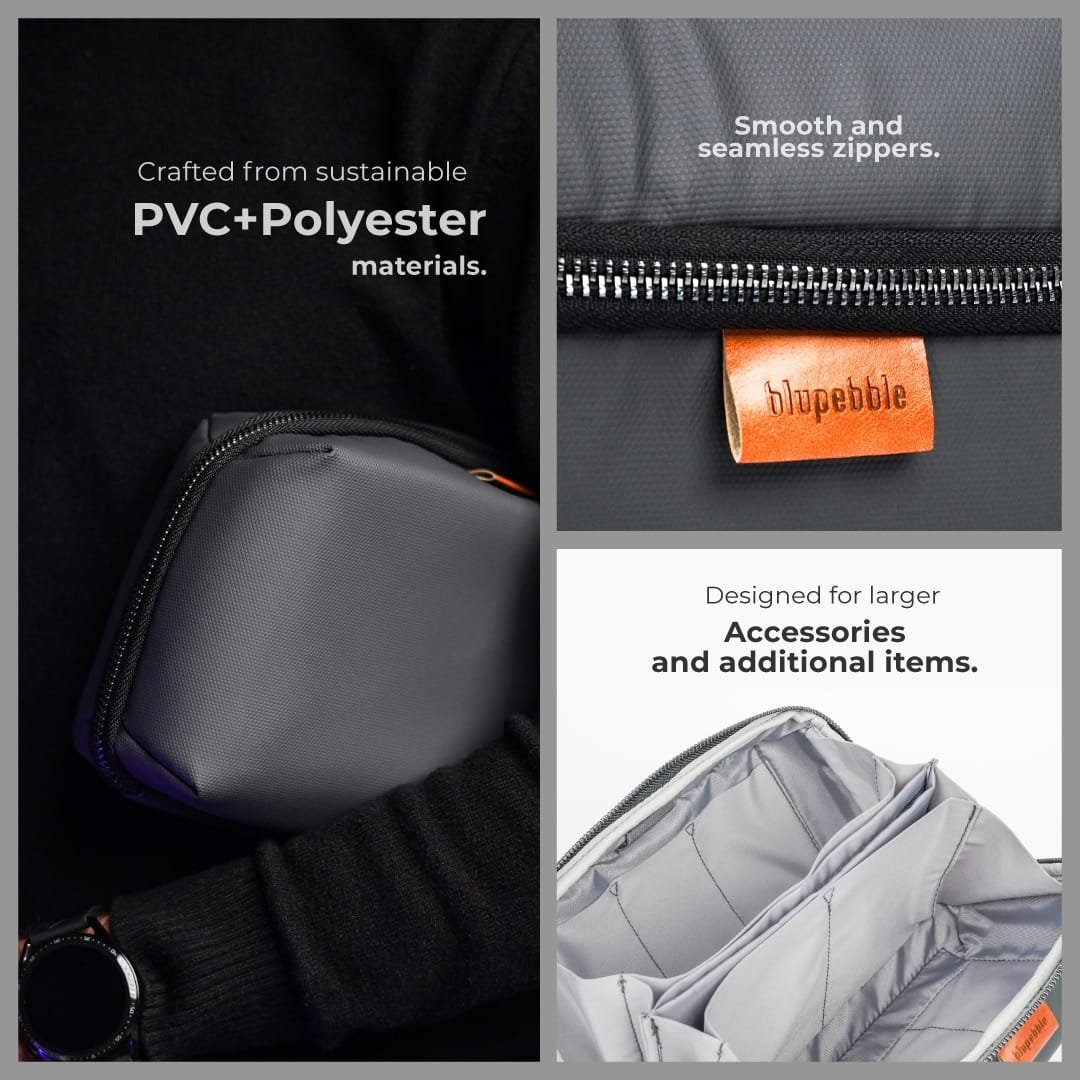 Blupebble Urban Pebble Gear Mobile Accessories Storage Bag in Dark Grey thumbnail 2