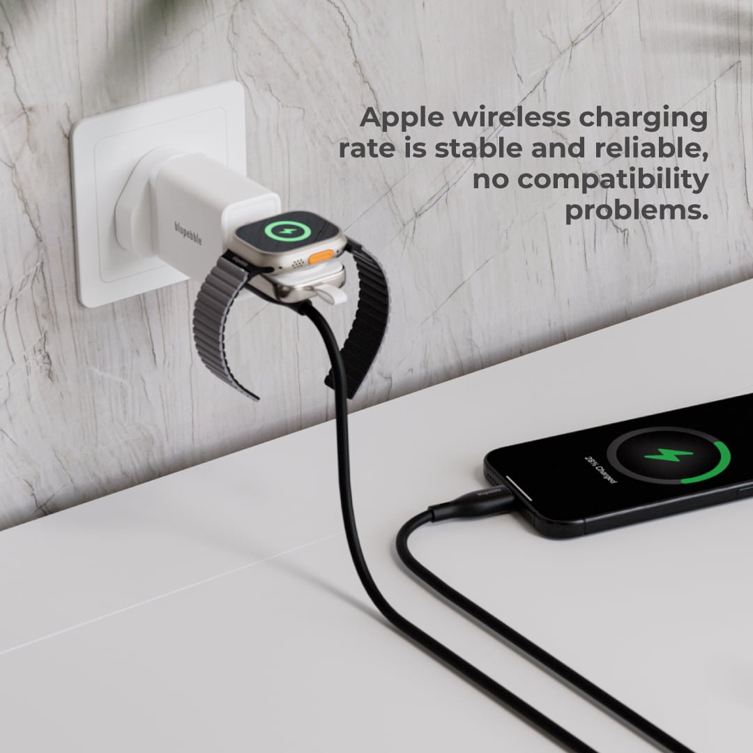 Bluepebble Mini Mag Portable Wireless Magnetic 5W USB-C Charger - For Watch and AirPods - White BP-MINIMAG5W-WHTI thumbnail 4