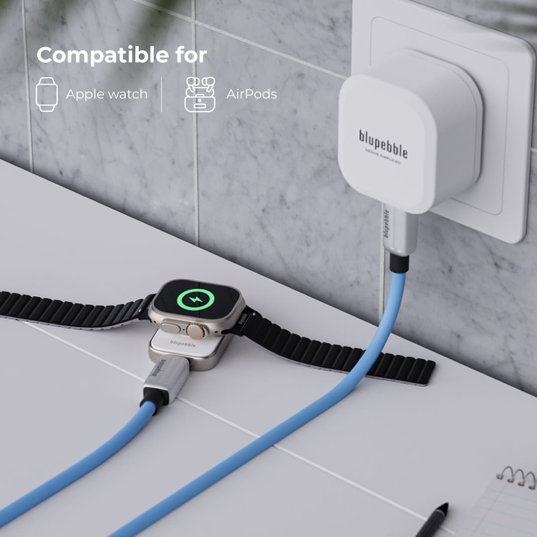 Bluepebble Mini Mag Portable Wireless Magnetic 5W USB-C Charger - For Watch and AirPods - White BP-MINIMAG5W-WHTI thumbnail 2